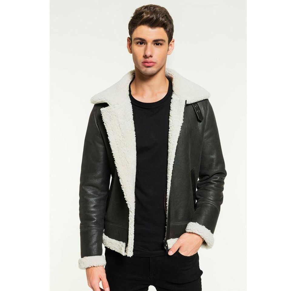 B3 Light Brown Bomber Jacket With Shearling