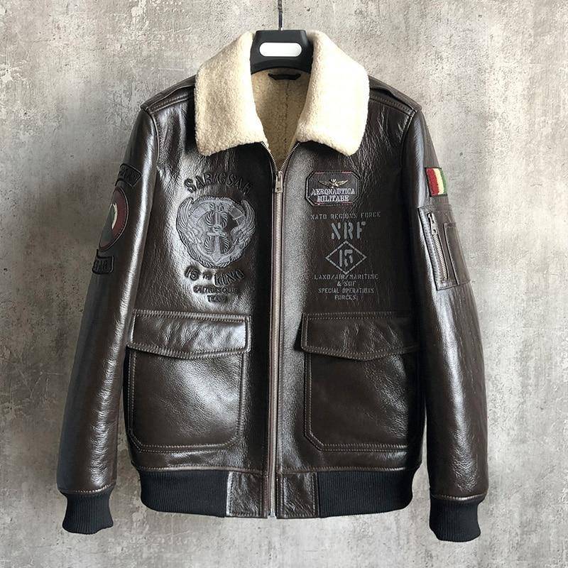 Dark Brown original b3 Sheepskin bomber jacket authentic jackets
