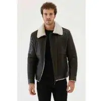 Brown b3 bomber men sheepskin jacket for men