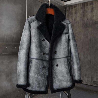 men B3 shearling long coat for sale