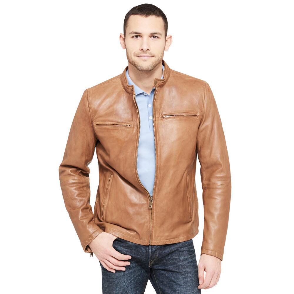 vintage light brown leather jacket for men