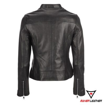 black women leather racing jacket