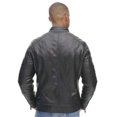 black leather winter jacket for men