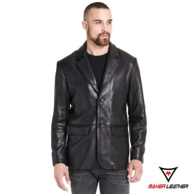 Black leather blazer for men Genuine men's lambskin coat