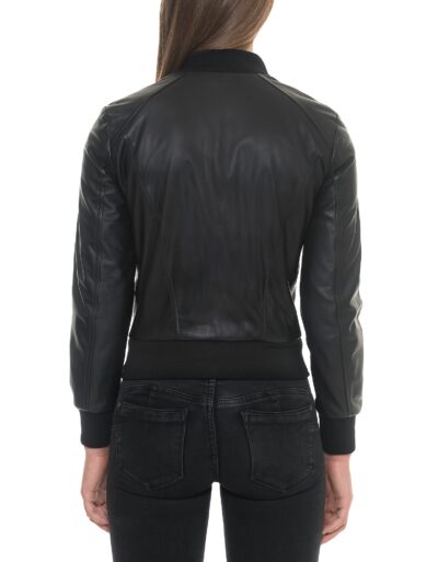 Black leather bomber women'sgenuine jackets women jacket for sale
