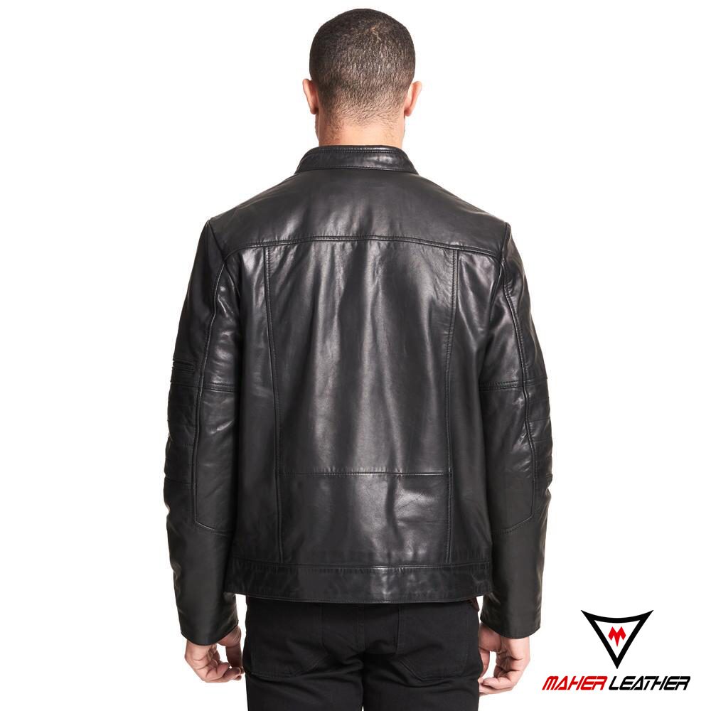 Shop Mens Black Leather Jacket with Fur Collar - Maherleathers