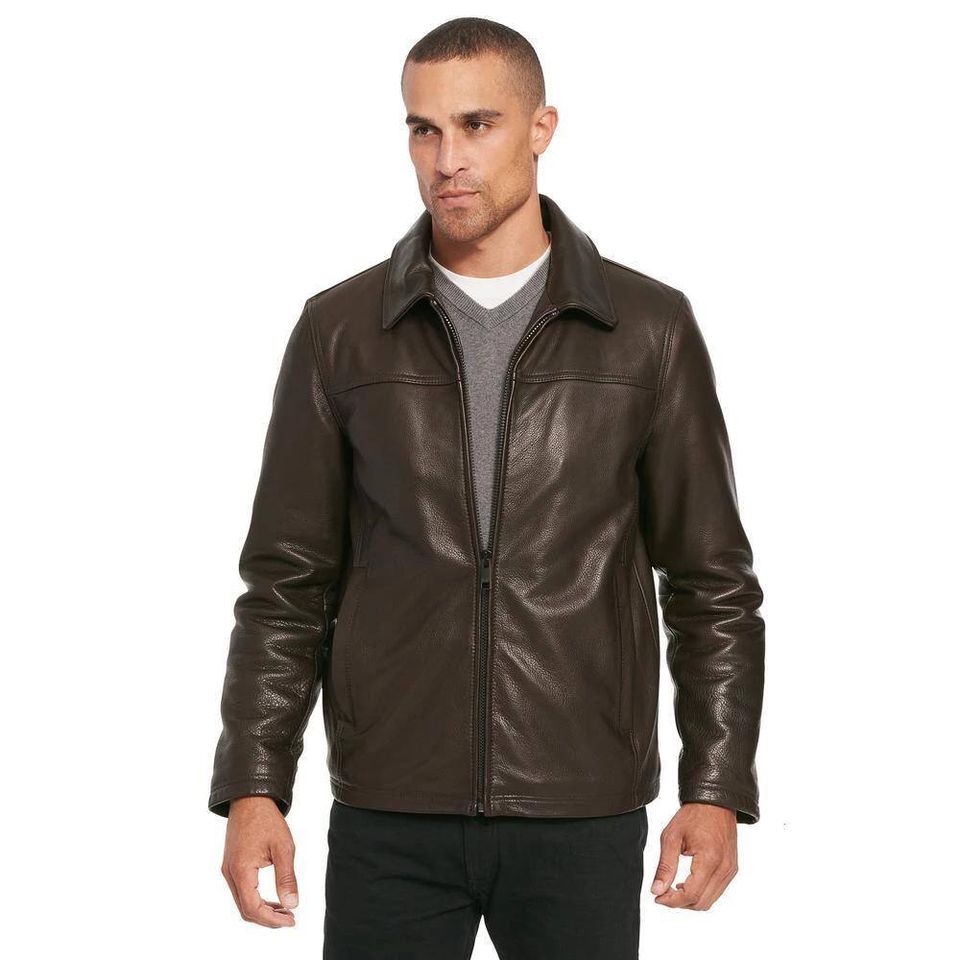 stylish Mens Dark brown bomber leather jacket for men