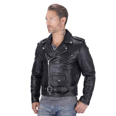 black Classic leather biker jacket mens Best traditional motorcycle jackets