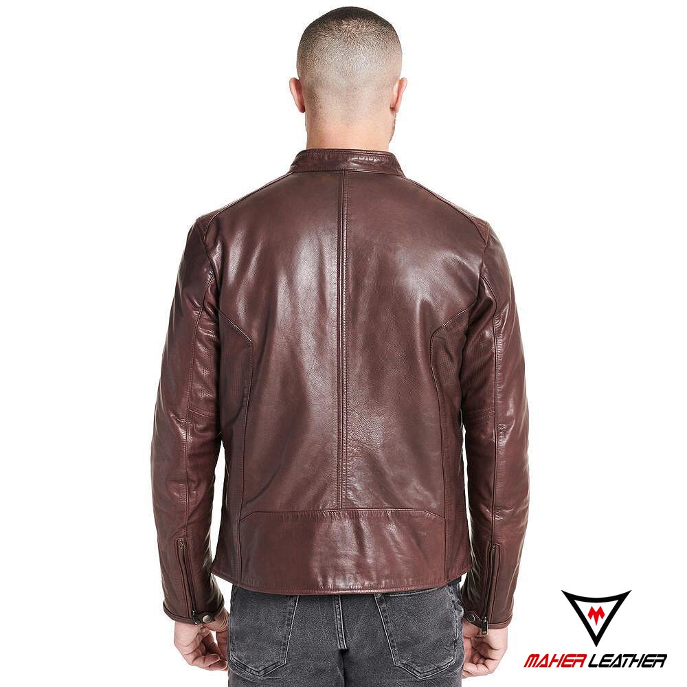 Chocolate brown leather jacket mens