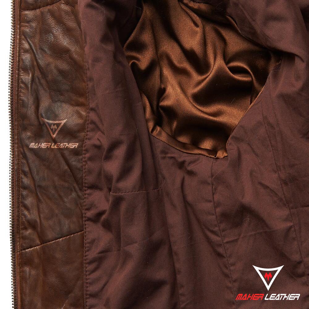 rivet brown leather jacket
