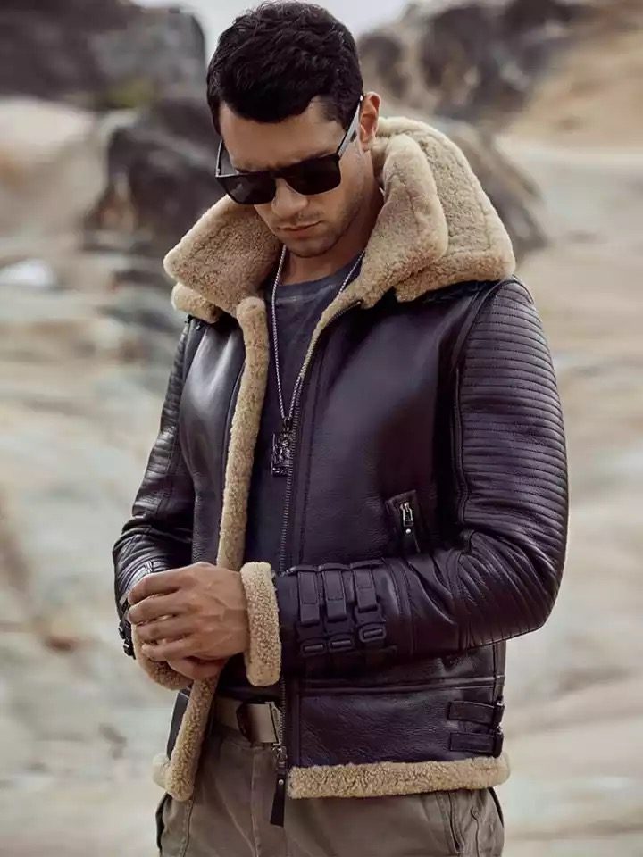 Jacket with sheepskin on sale collar