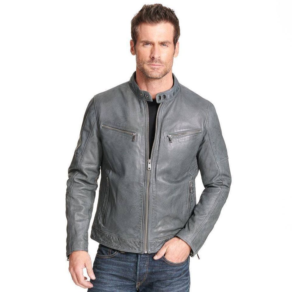 Grey leather jacket outfit bomber biker jackets for mens