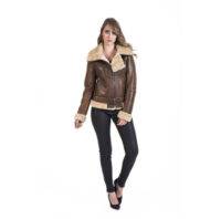 brown b3 Aviator flight jacket for ladies with fur