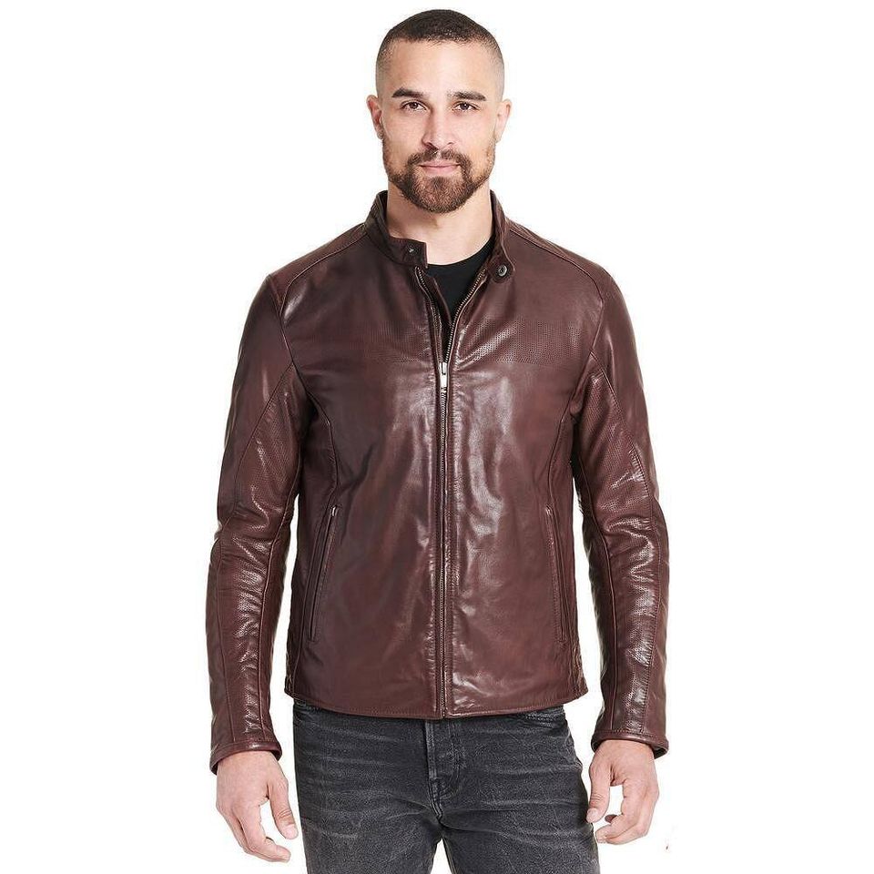 Chocolate brown leather jacket mens at cheap Price for sale