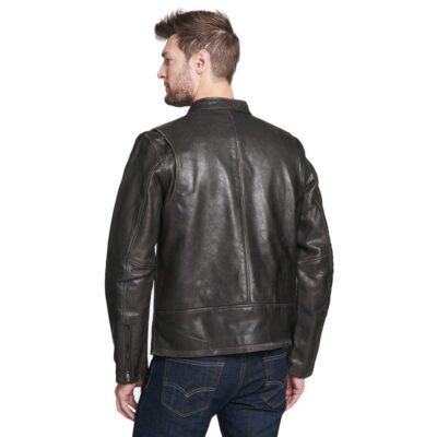 maher leather black jacket for men back side