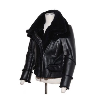 top quality leather made black bomber jacket