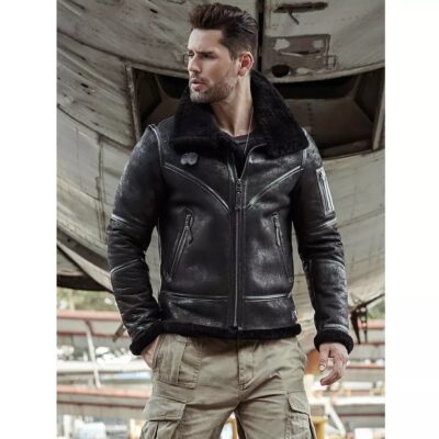 model worn sheepskin leather jacket