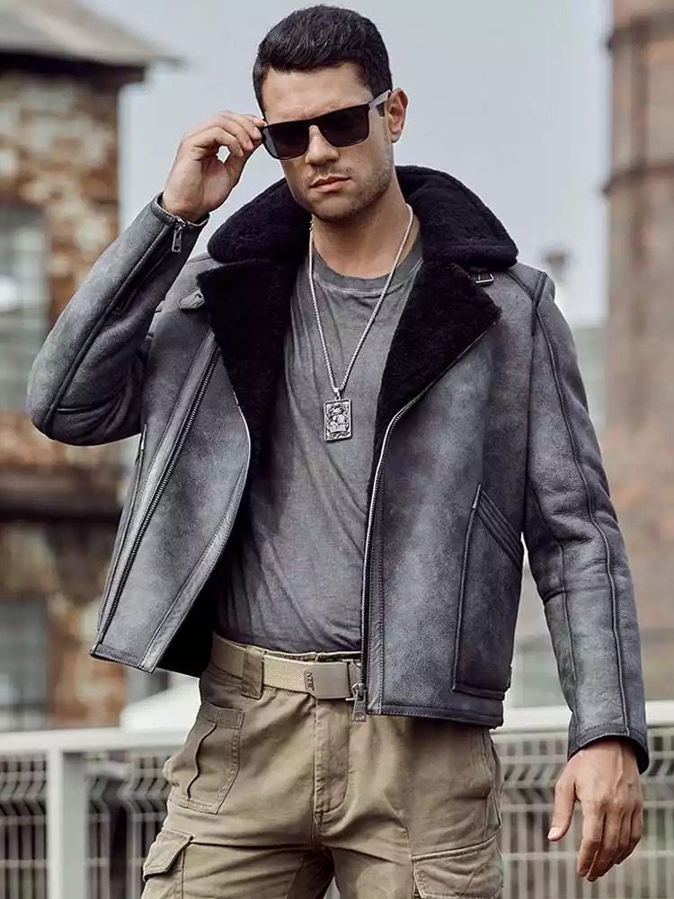 stylish b3 shearling  bomber jacket