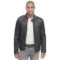 Vintage black leather jacket for men