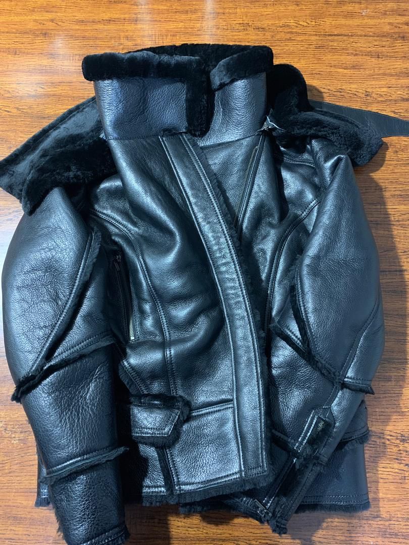 black b3 sheepskin bomber jacket