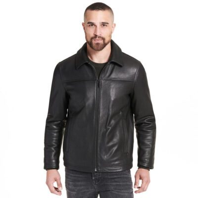 cheap real black genuine leather fashion jacket