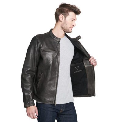 maher leather black jacket for men