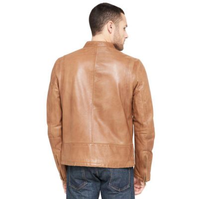 vintage light brown leather jacket for men backside