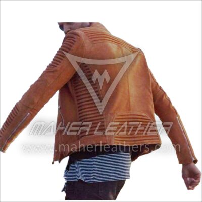Camel leather moto jacket mens Brown biker jackets
