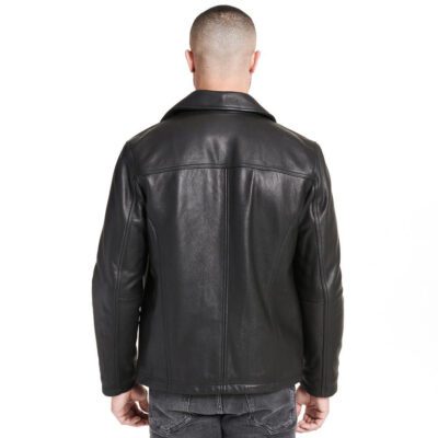 maher leather black jacket for men back side