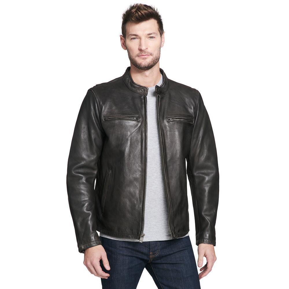 Best black genuine leather fashion jacket for men