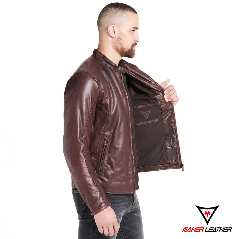men leather jacket brown
