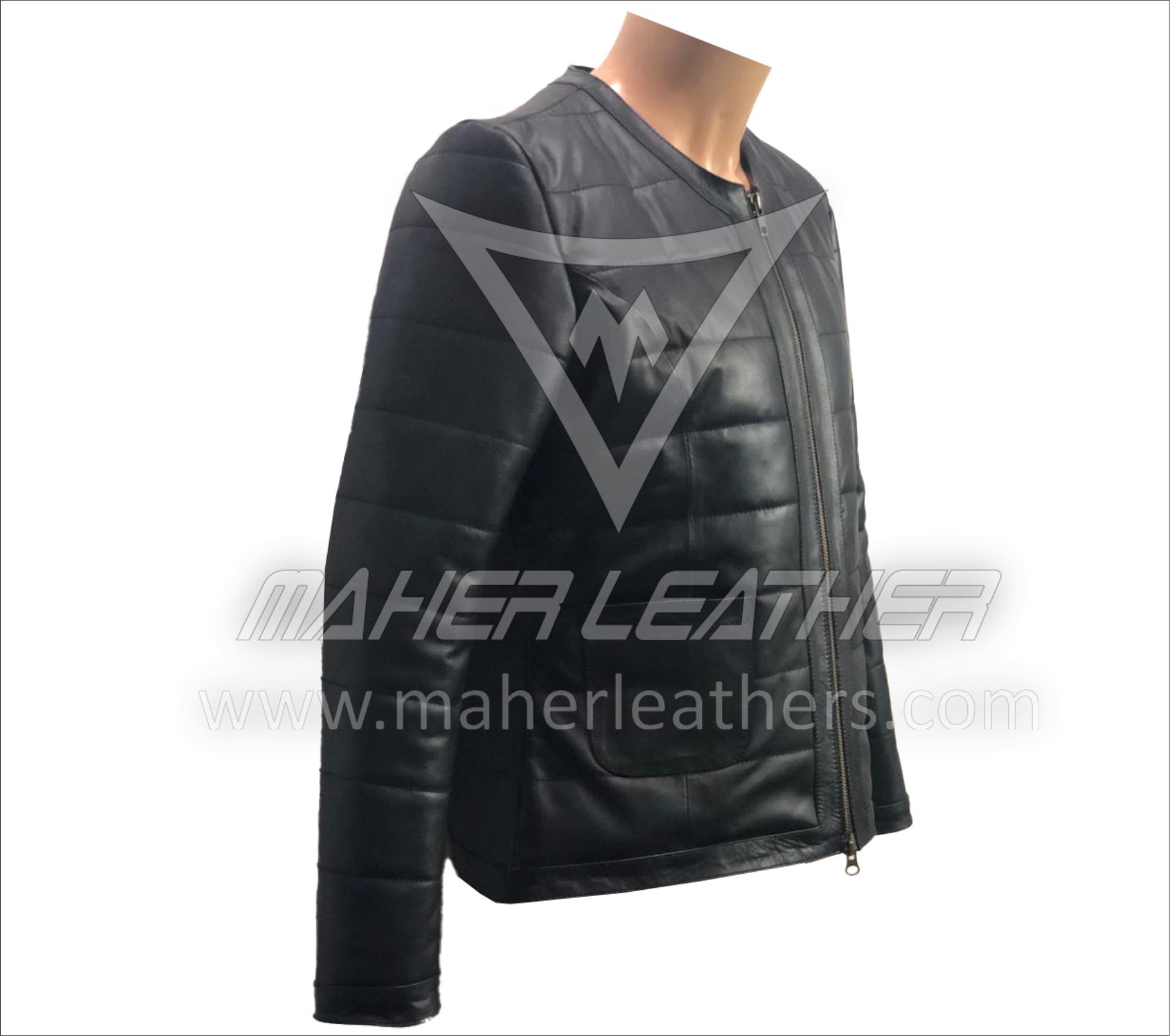 quilted leather jacket women black