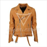 Camel leather moto jacket mens Brown biker motorcycle jackets