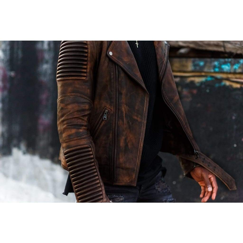 brown vintage leather jacket