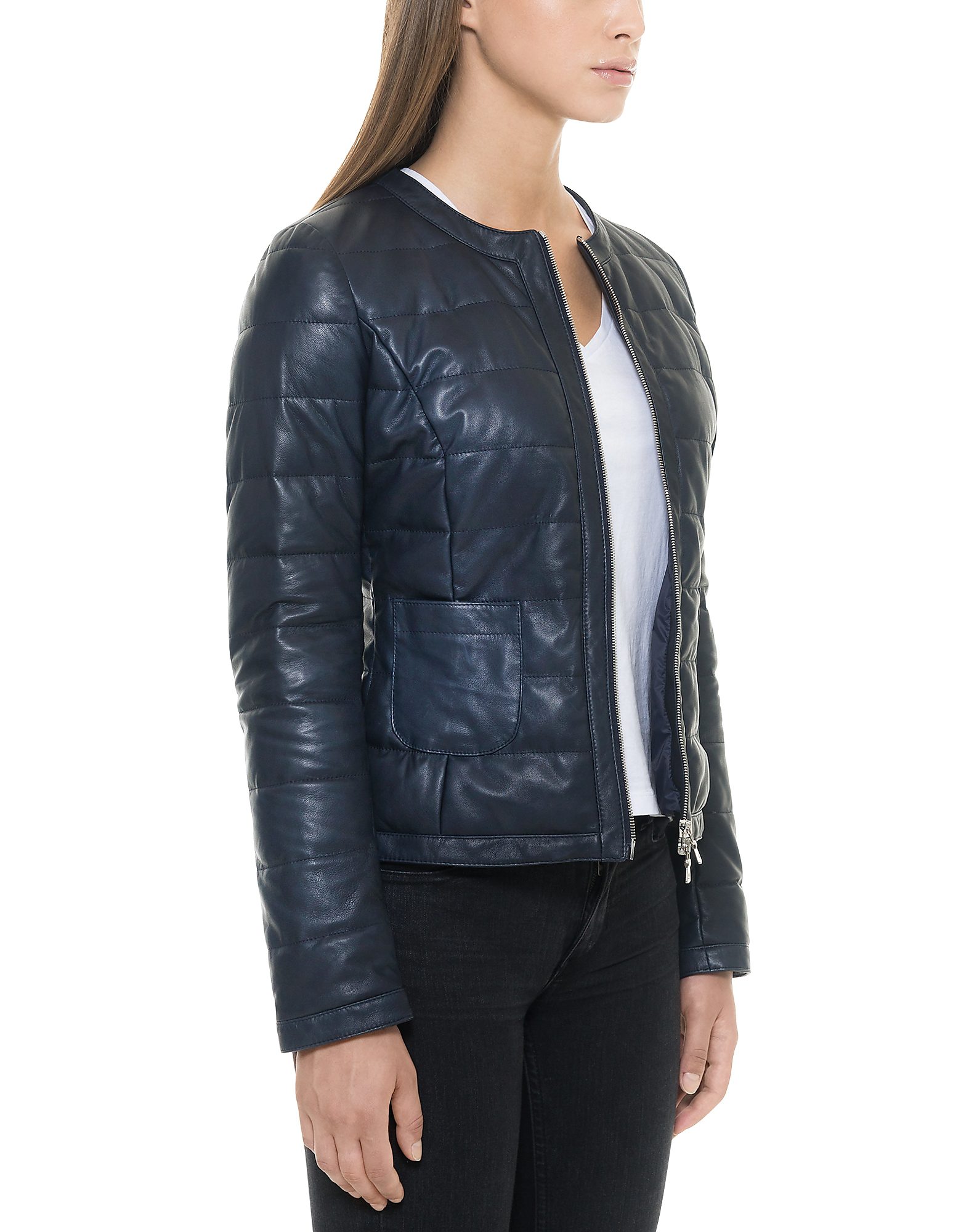 Quilted leather hot sale coat womens