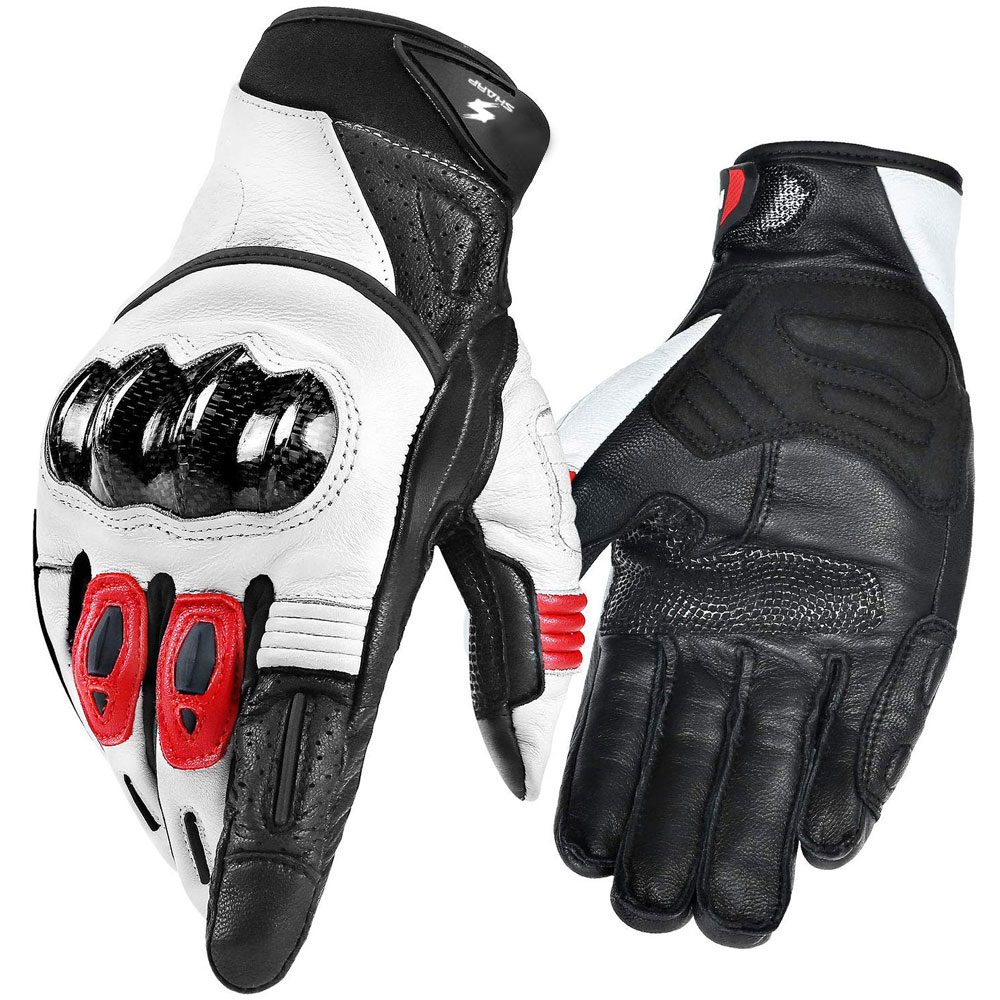 Leather motorbike gloves