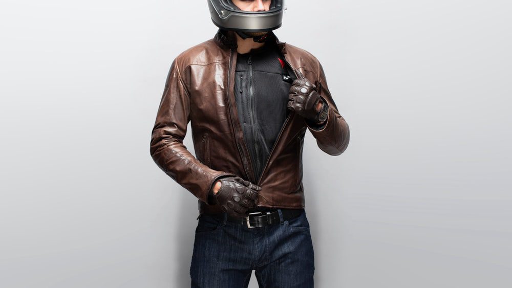 man wearing airbag vest under motorbike suit
