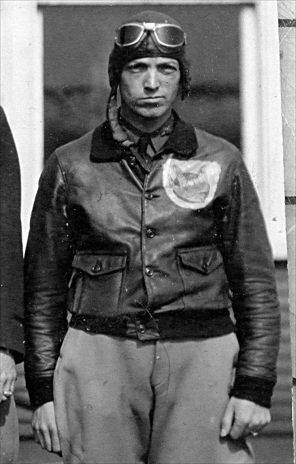 pilot wearing A1 bomber jacket