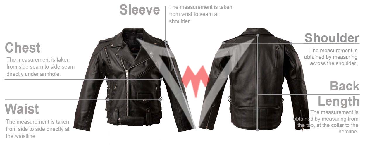 Fashion leather jacket measurements