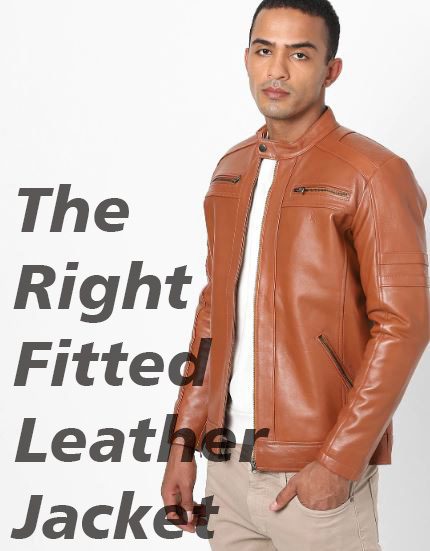 right fitted brown leather jacket