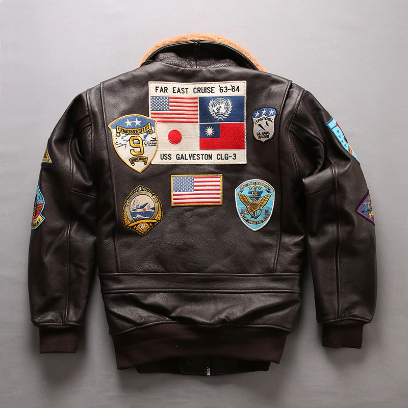 Tom cruise bomber leather jacket back patches
