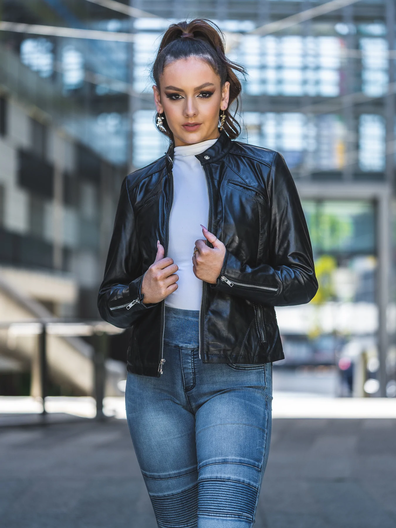 The stylish slim fit Italian Leather Jackets Womens