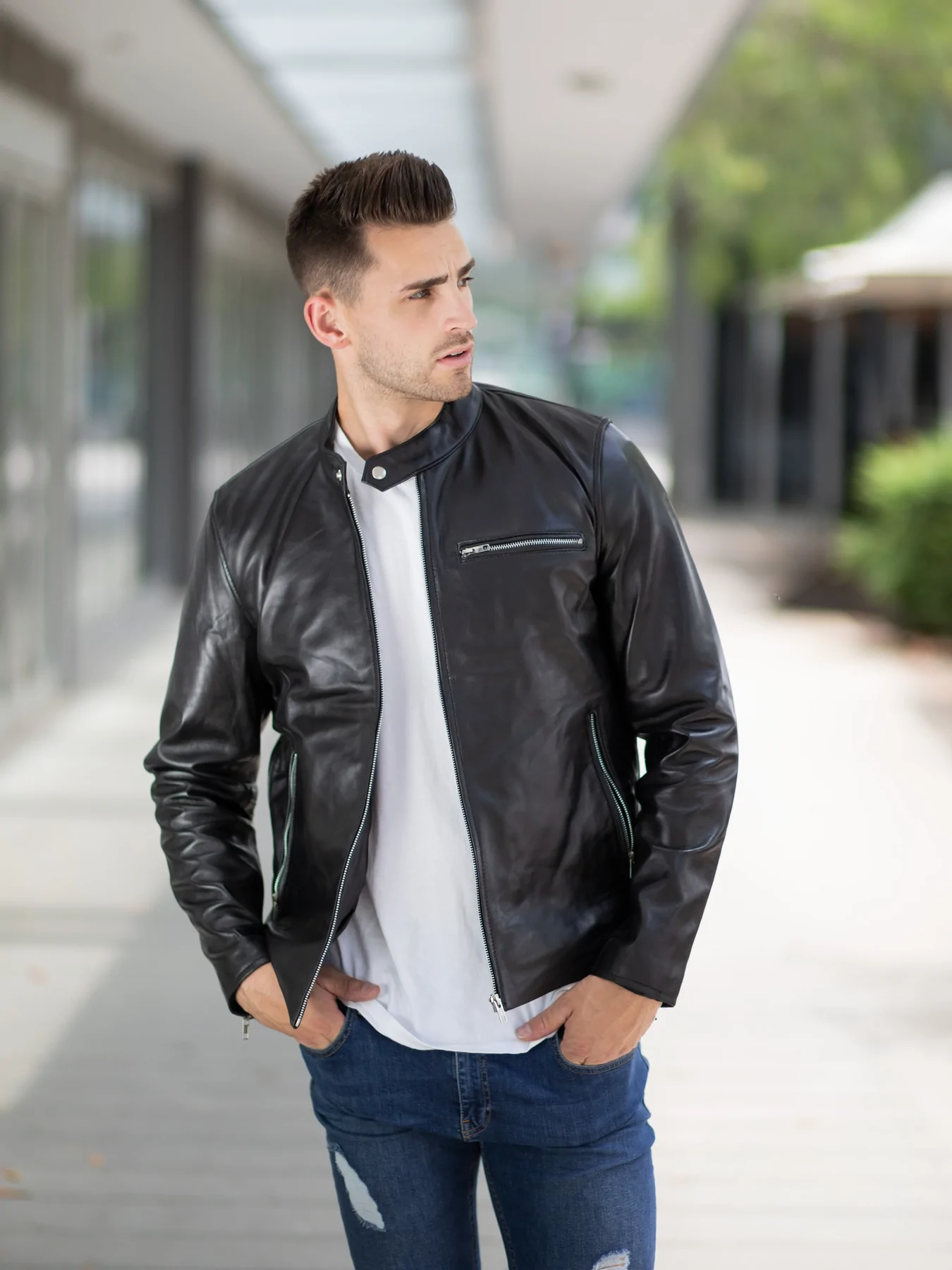 Stylish Black Supreme Leather Jacket - Maher Leathers