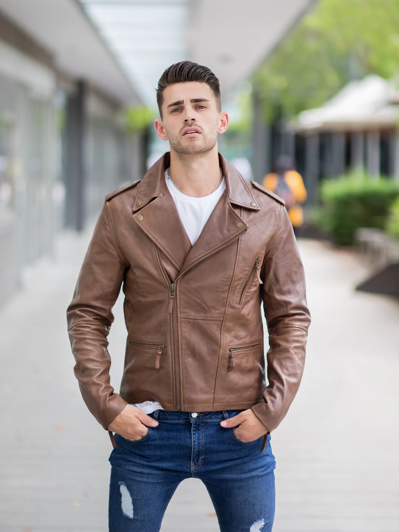 Tawny Brown Biker Classic Leather Jacket