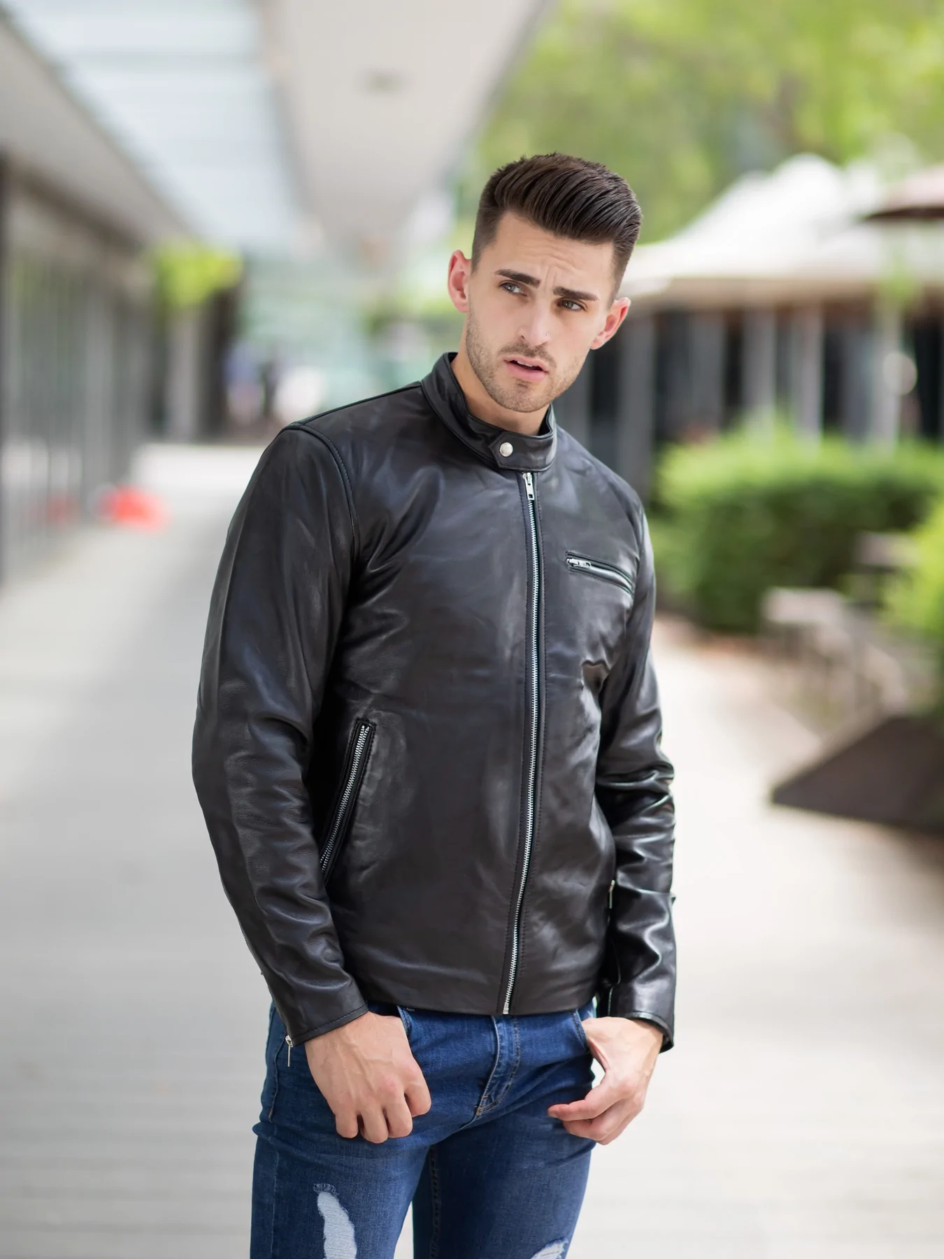 Stylish Black Supreme Leather Jacket - Maher Leathers
