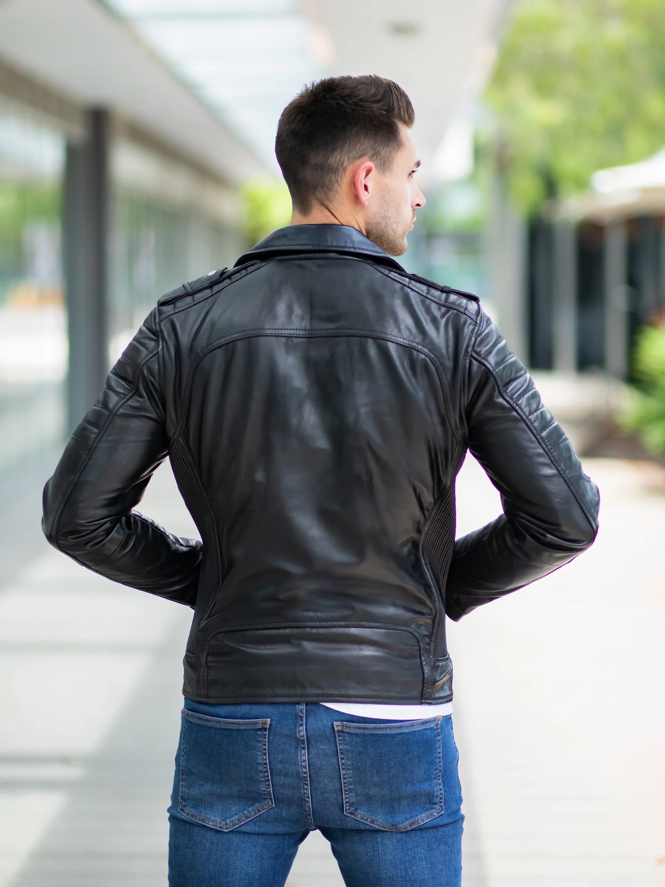 vintage harley davidson black leather jacket for men