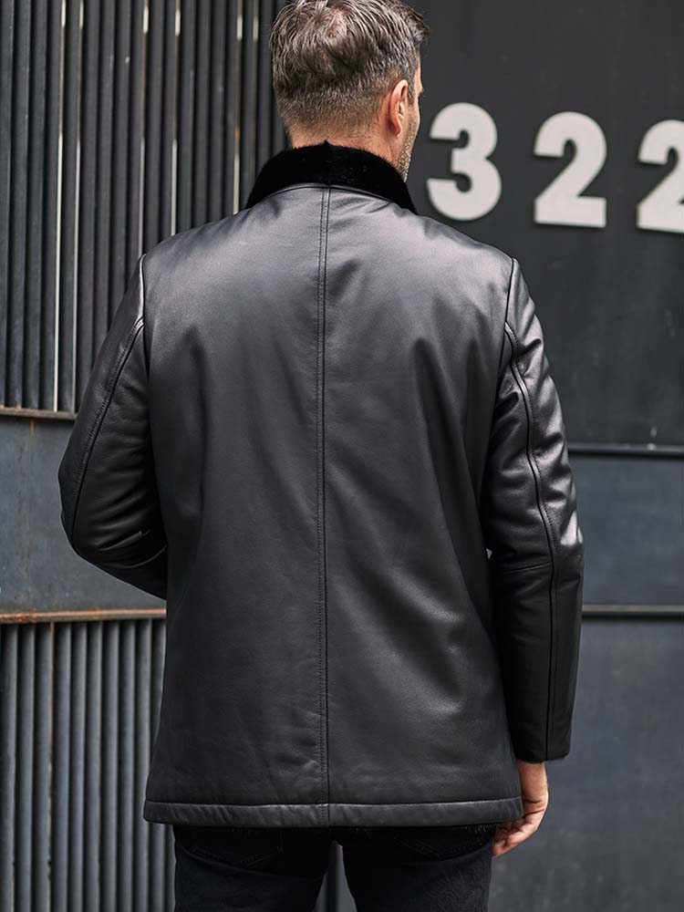 backside of leather coat