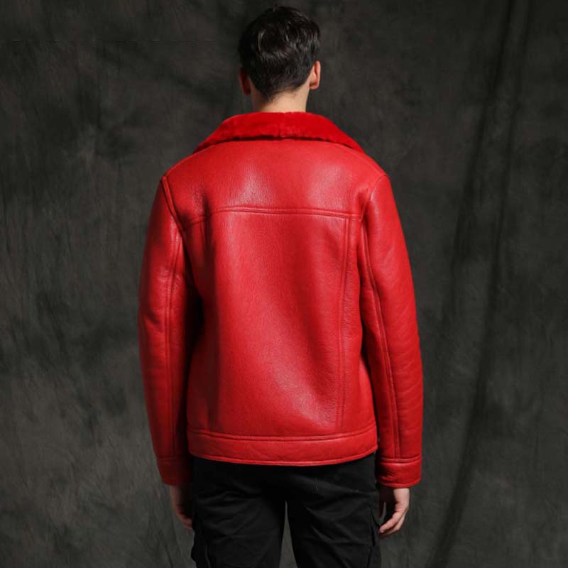 Devil's Red bomber jacket | Men shearling coat