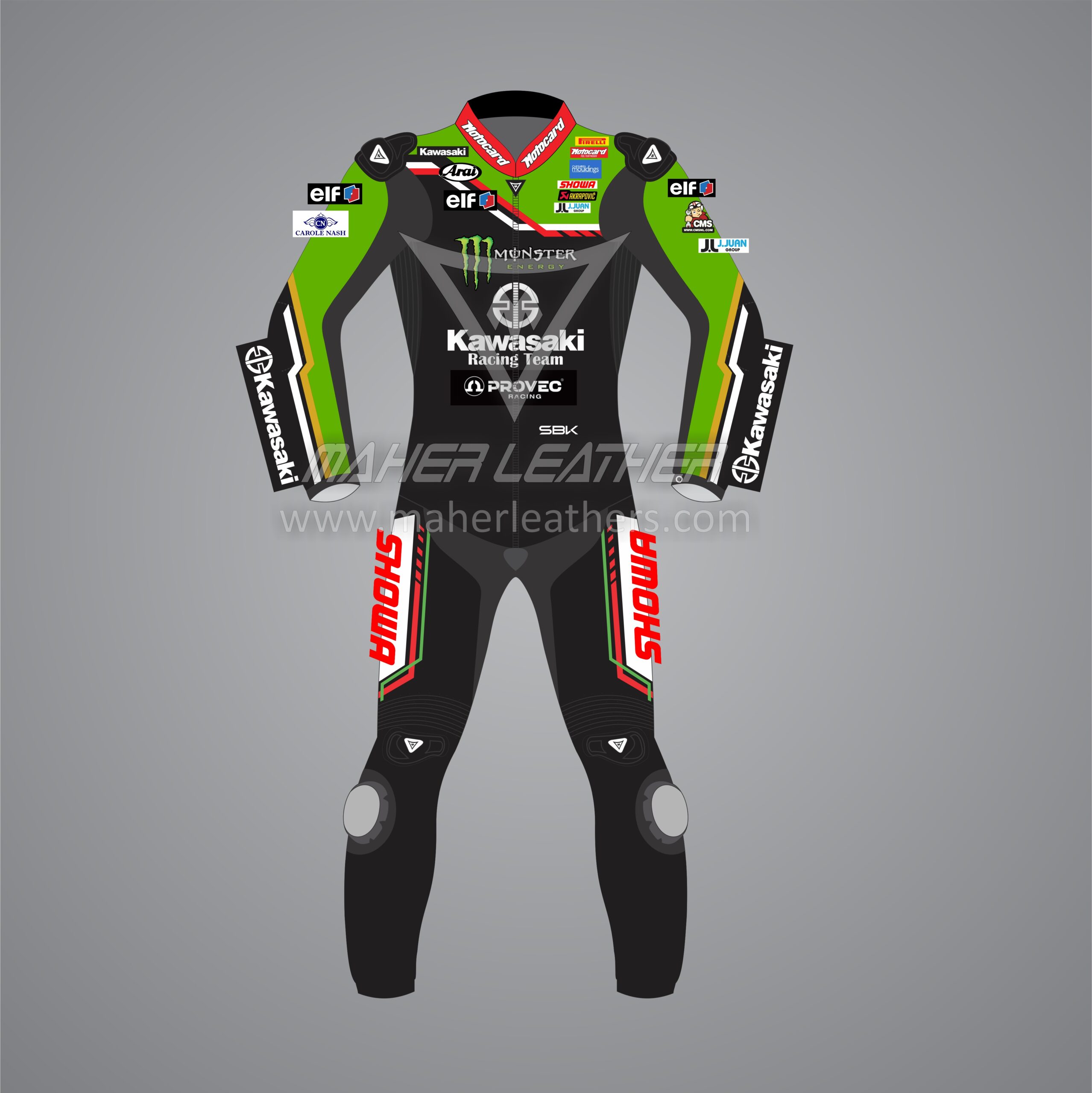Jonathan Rea Kawasaki Green Racing Motorcycle Suit 2023