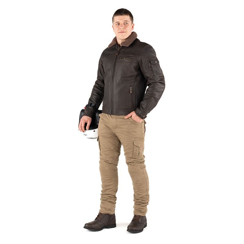 removable fur collar brown biker leather jacket